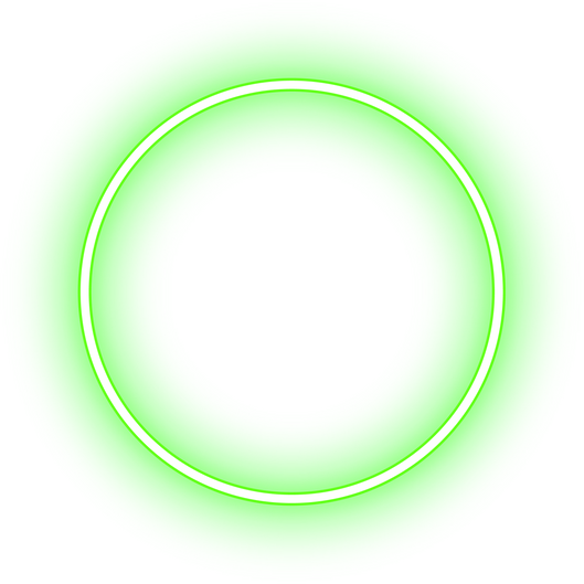 Neon circle ring glowing in green light